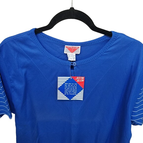 Justin Allen Womens Sz 42 Blue Solid Short Sleeve T-Shirt - Picture 9 of 10